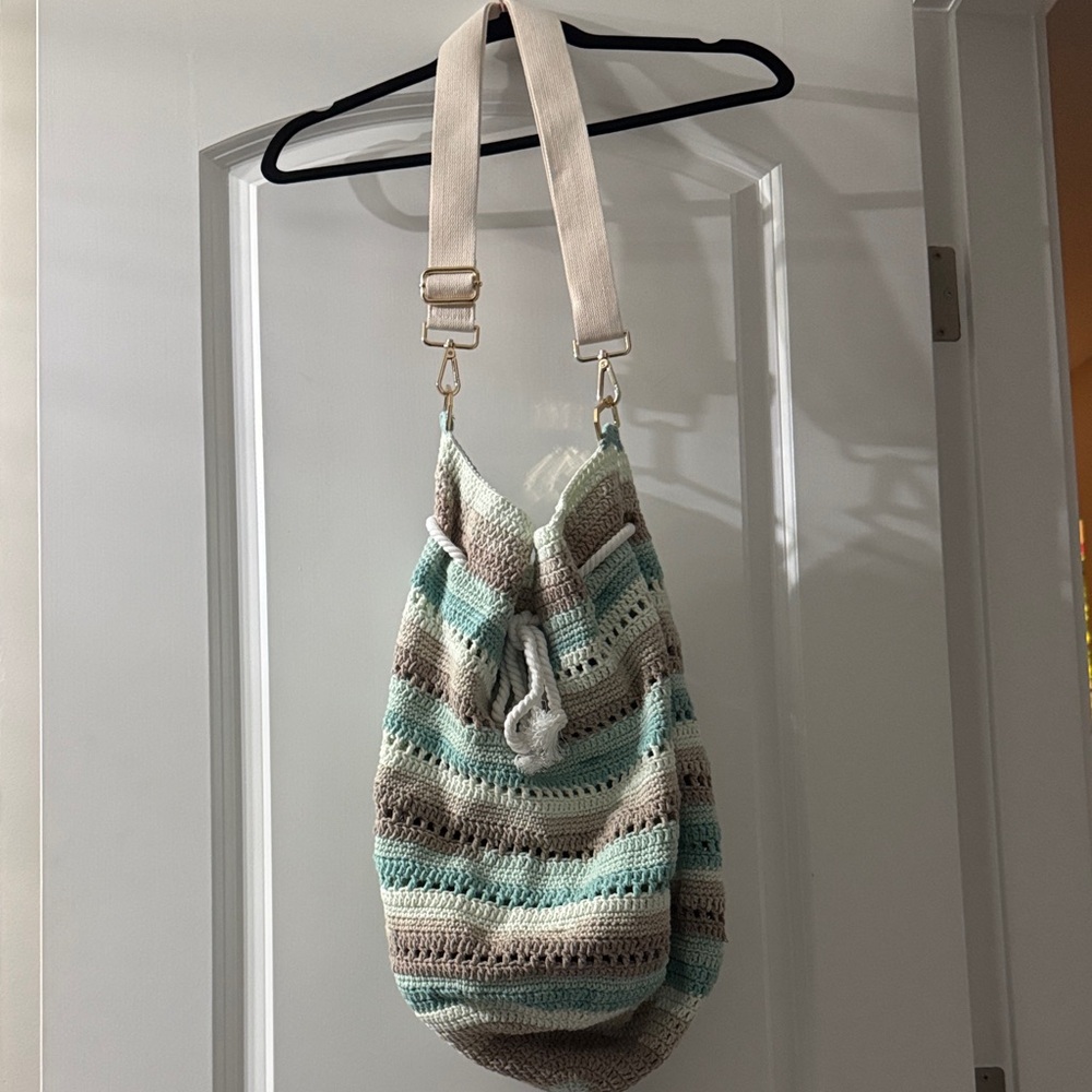 Striped Crochet Shoulder Bag